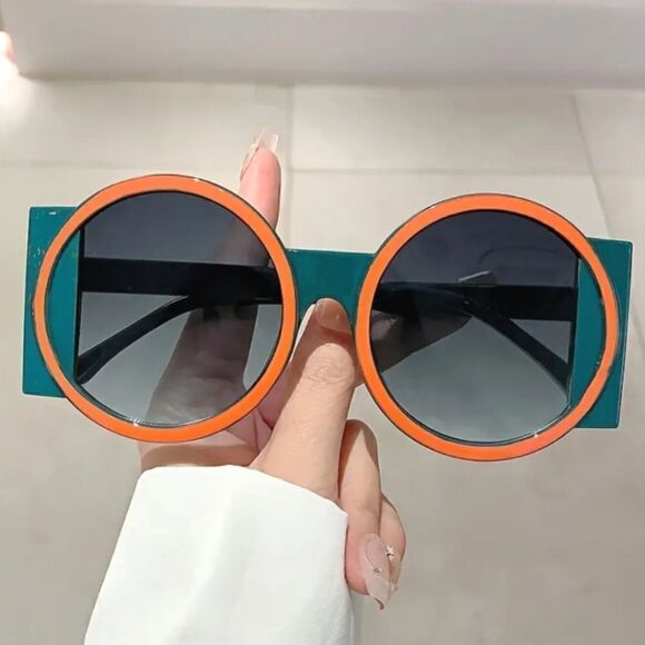 Retro Oversized Unisex Anti-reflective Color Block Sunglassess
